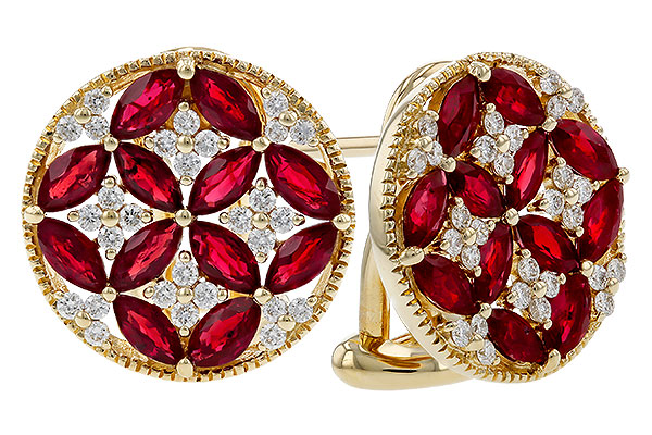 F329-55905: EARRINGS 2.07 TW RUBY 2.37 TGW