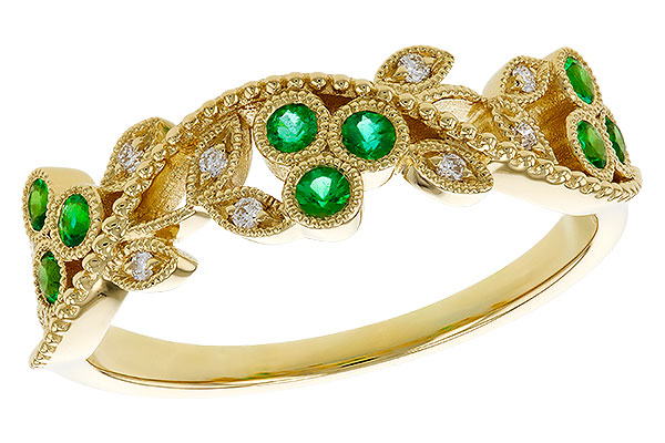 M329-63096: LDS WED RG .17 EMERALD TW .23 TGW